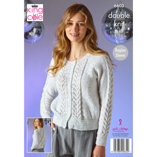 KC6603  Sweater & Cardigan Knitted in King Cole Dazzle DK