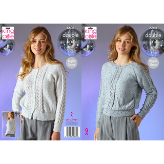 KC6603  Sweater & Cardigan Knitted in King Cole Dazzle DK