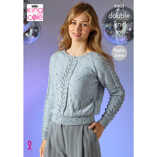 KC6603  Sweater & Cardigan Knitted in King Cole Dazzle DK