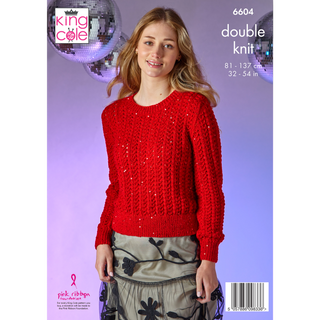KC6604  Sweater & Cardigan Knitted in King Cole Dazzle DK