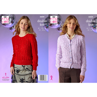 KC6604  Sweater & Cardigan Knitted in King Cole Dazzle DK