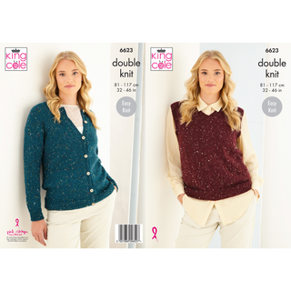KC6623 Cardigan & Sleeveless Top Knitted in King Cole Baby Alpaca DK