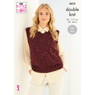 KC6623 Cardigan & Sleeveless Top Knitted in King Cole Baby Alpaca DK