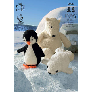 KC9006 Penguin, Polar Bear and Seal Toys Knitted with Cuddles Chunky and Big Value DK