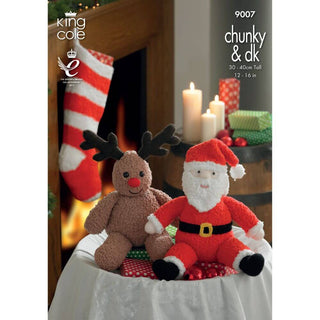 KC9007 Santa and Rudolph Toys and Christmas Stocking Knitted with Various King Cole DKs and Chunky Yarns