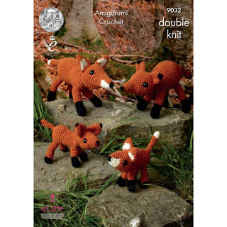 KC9032 The Crochet Fox Family in King Cole Merino Blend DK