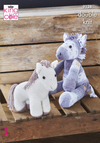 KC9128 Pony with Button-On Legs & Standing Pony in King Cole Cottonsoft DK