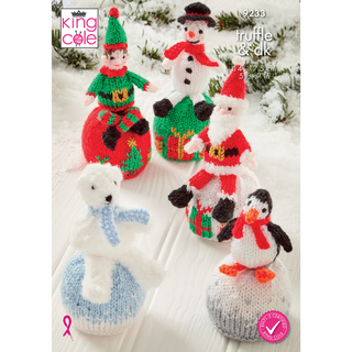 KC9233 Christmas Orange Covers with Figures Knitted in King Cole Truffle & DK