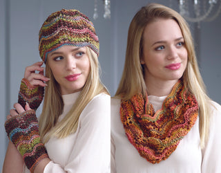 L14-01 Louisa Harding Marmo & Mazzo Scarf, Snood, Hat and Wristwarmers