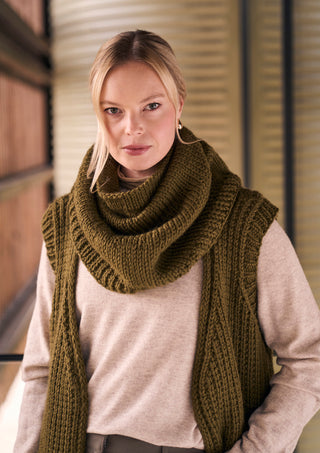 MIP19 Southwold & Salle - Sleeveless Coat & Snood in Mode at Rowan Chunky Wool