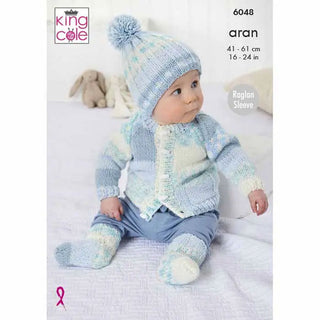 KC6048 Jacket, Coat, Hat & Socks for Babies in King Cole Aran