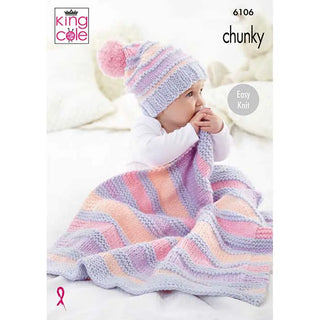 KC6106 Blankets & Hat Knitted in King Cole Comfort Chunky