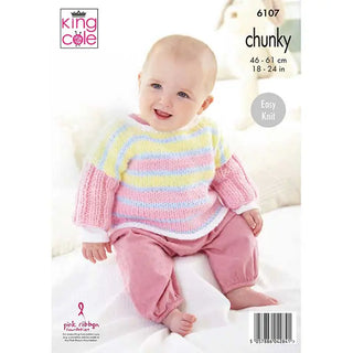 KC6107 Cardigan, Hat, & Top Knitted in King Cole Comfort Chunky