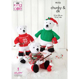 KC9173 Polar Bears Knitted in King Cole Cuddles Chunky and Glitz DK