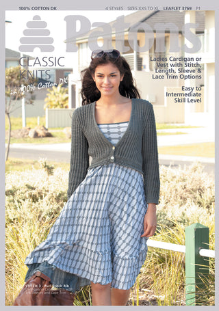 Patons 3769 Ladies cardigan and vest in DK Cotton