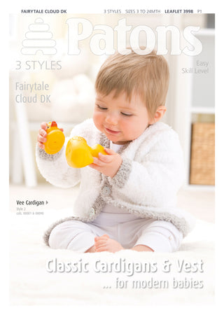 Patons 3998 Fairytale Cloud DK Classic Cardigan and Button Vest