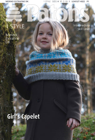 Patons 4022 Girls Snowflake Fairisle Capelet using Patons Merino Extrafine DK