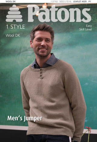 Patons 4029 Mens Wool DK Jumper leaflet