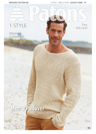 Patons 4069 Washed Cotton DK Mens Pullover