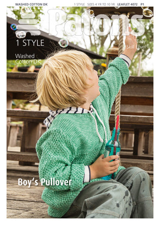 Patons 4072 Boys Pullover using Patons Machine Washable Denim Effect Washed Cotton DK