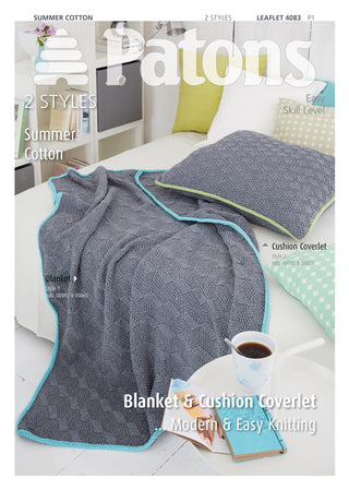 Patons 4083 Summer Cotton Blanket and Cushion Coverlet