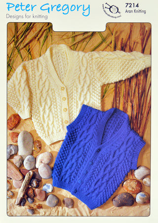 PG7214 Baby Cardigan and Waistcoat Aran
