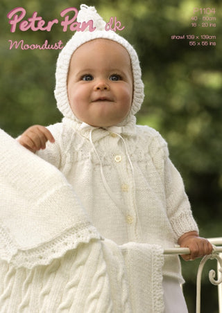 PP1104 Baby Cardigan, Hat and Blanket DK