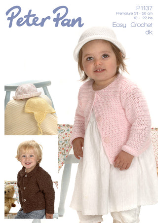 PP1137 Baby Cardigan and Hat DK