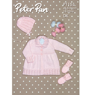 PP1153 Baby Cardigan, Hat and Mittens DK