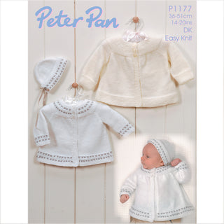 PP1177 Baby Cardigans and Hat DK