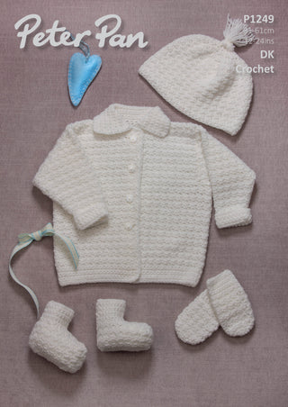 PP1249 Baby Cardigan, Hats, Booties and Mittens DK