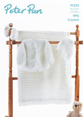 PP1253 Baby Cardigan, Hat and Blanket 4ply