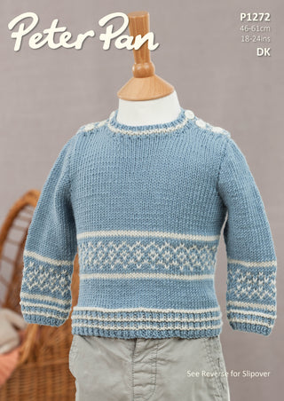 PP1272 Fairisle Sweater and Slipover in Peter Pan Merino Baby DK