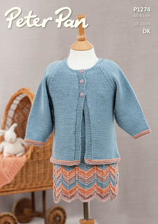 PP1274 Dress and Cardigan in Peter Pan Merino DK