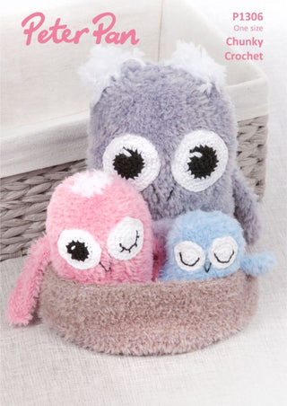 PP1306 Crochet Owls with Nest in Peter Pan Precious Chunky