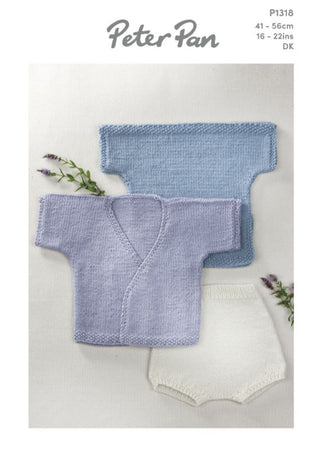 PP1318 Cardigan, Vest and Pants in Peter Pan Baby Merino 4Ply & DK