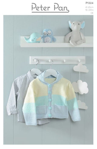 PP1324 Hooded Jackets in Peter Pan Baby Cotton DK