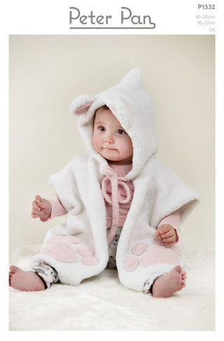 PP1332 Baby & Toddler Poncho in Peter Pan Binky DK