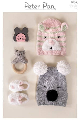 PP1336 Baby Hats, Slippers & Socks in Peter Pan Binky DK