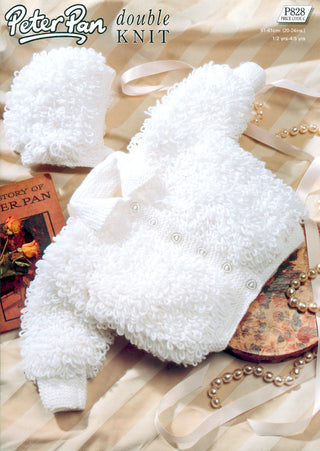 PP828 Baby Cardigan and Hat DK