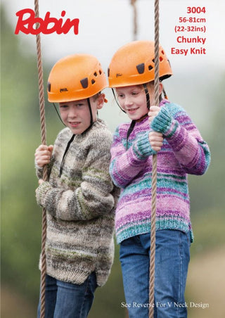 R3004 Children's Round & V Neck Sweaters in Robin Phoenix Chunky
