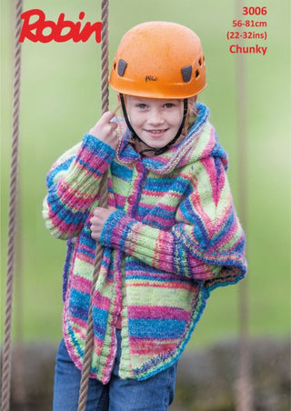R3006 Kids' Hooded Cape in Robin Phoenix Chunky