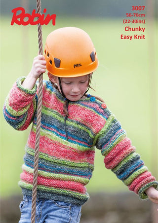 R3007 Child's Ridged Boat Neck Sweater in Robin Phoenix Chunky
