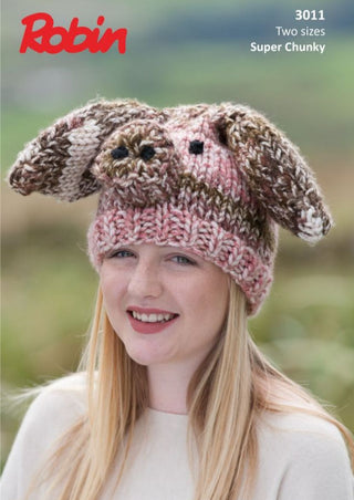 R3011 Pig Hat in Robin Paintbox Splash Super Chunky
