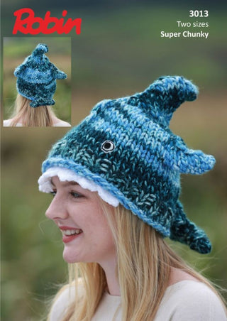 R3013 Shark Hat in Robin Paintbox Splash Super Chunky