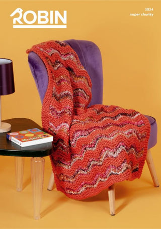 R3034 Chevron Throw in Robin Paintbox Splash & Robin Super Chunky