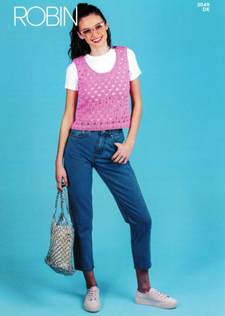 R3049 Ladies Top in Robin Cotton DK