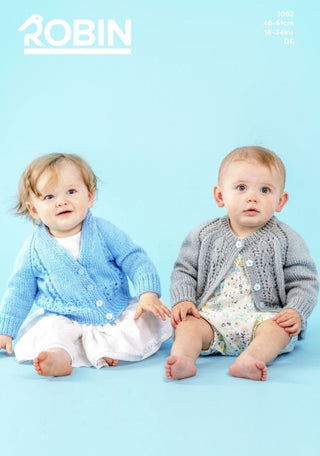 R3052 Baby's Round & V Neck Cardigans in Robin Bonny Babe Sparkle DK