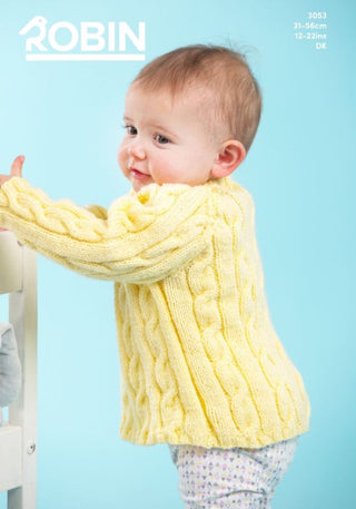 R3053 Crew & V Neck Sweaters for Babies in Robin Bonny Babe Sparkle DK