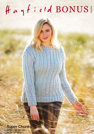 S10000 Ladies Chunky Sweater in Hayfield Bonus Super Chunky